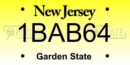 1BAB64 New Jersey License Plate
