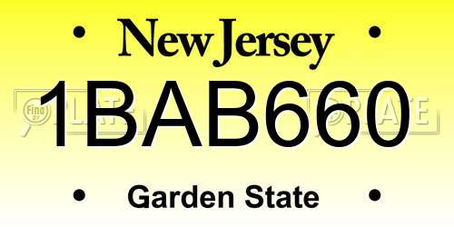 1BAB660 New Jersey License Plate