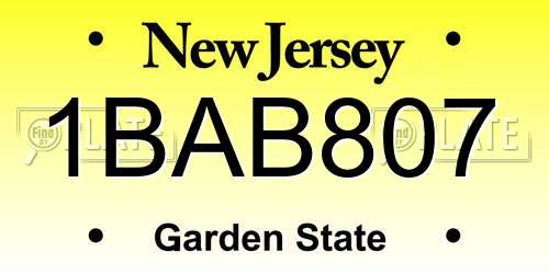 1BAB807 New Jersey License Plate