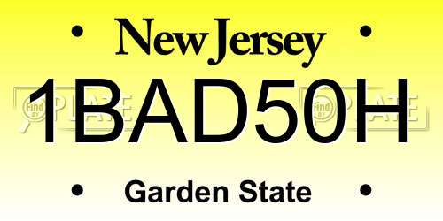1BAD50H New Jersey License Plate