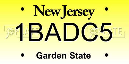 1BADC5 New Jersey License Plate