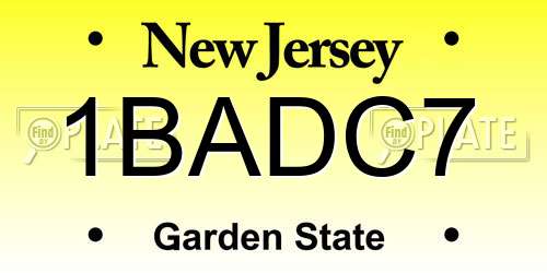 1BADC7 New Jersey License Plate