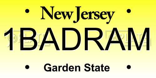 1BADRAM New Jersey License Plate