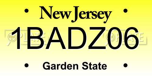1BADZ06 New Jersey License Plate