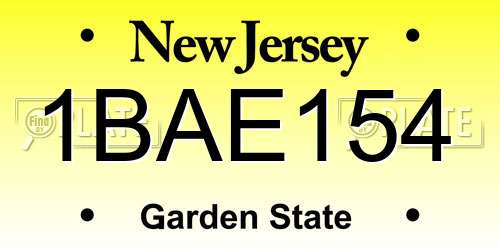 1BAE154 New Jersey License Plate