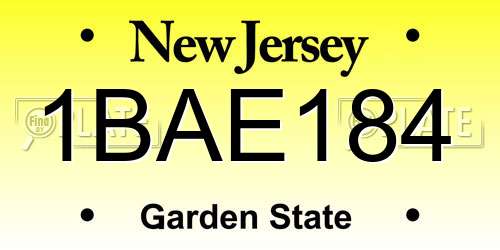 1BAE184 New Jersey License Plate