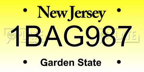 1BAG987 New Jersey License Plate