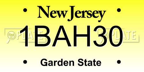 1BAH30 New Jersey License Plate