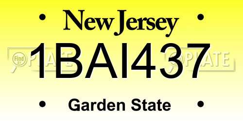 1BAI437 New Jersey License Plate