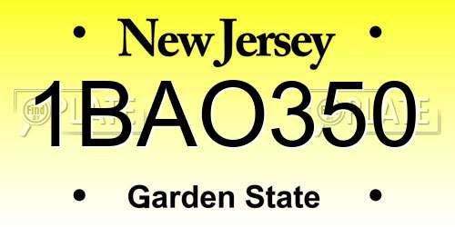 1BAO350 New Jersey License Plate