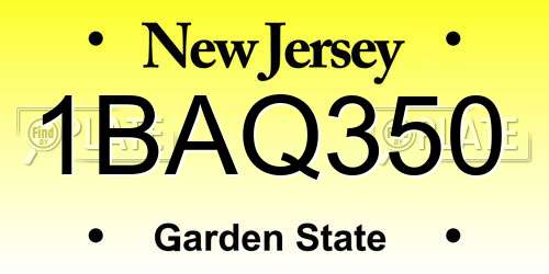 1BAQ350 New Jersey License Plate