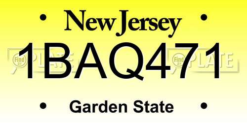 1BAQ471 New Jersey License Plate