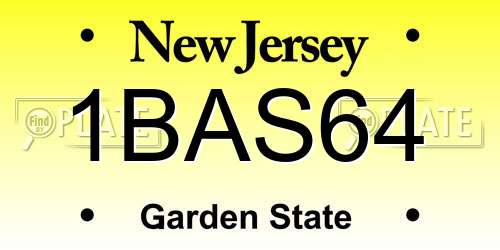 1BAS64 New Jersey License Plate