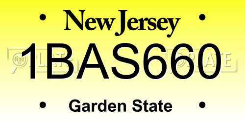 1BAS660 New Jersey License Plate