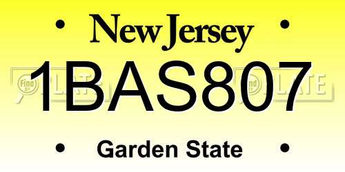 1BAS807 New Jersey License Plate