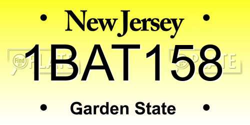 1BAT158 New Jersey License Plate
