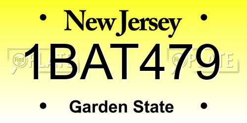 1BAT479 New Jersey License Plate