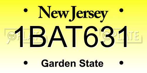1BAT631 New Jersey License Plate