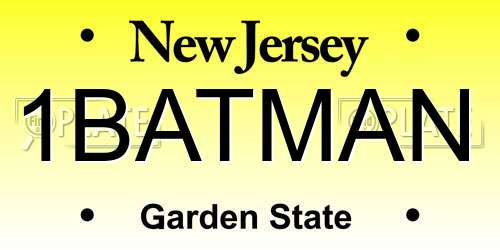 1BATMAN New Jersey License Plate