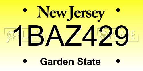 1BAZ429 New Jersey License Plate