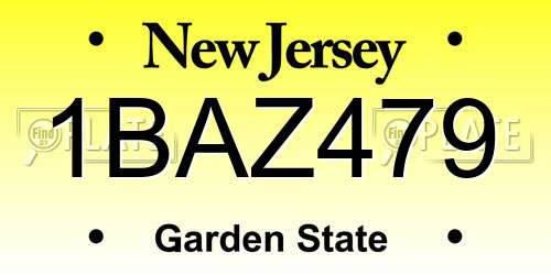 1BAZ479 New Jersey License Plate