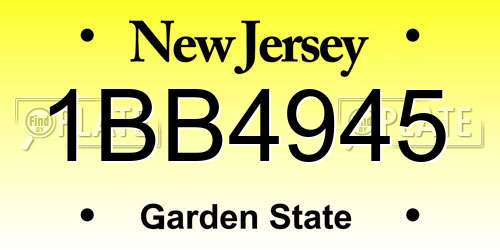1BB4945 New Jersey License Plate