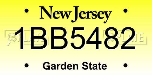 1BB5482 New Jersey License Plate