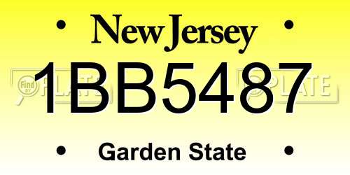 1BB5487 New Jersey License Plate