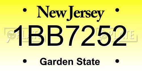 1BB7252 New Jersey License Plate