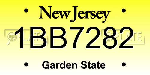 1BB7282 New Jersey License Plate