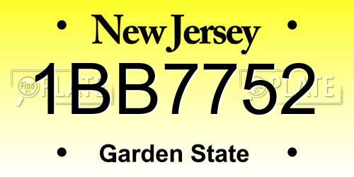 1BB7752 New Jersey License Plate