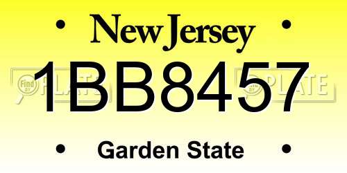 1BB8457 New Jersey License Plate