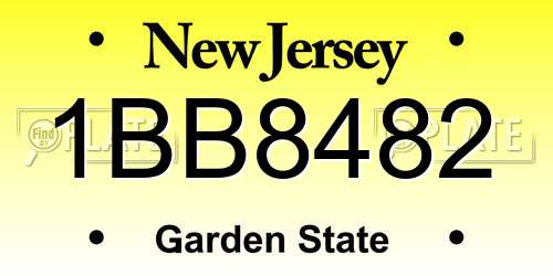 1BB8482 New Jersey License Plate