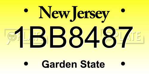 1BB8487 New Jersey License Plate