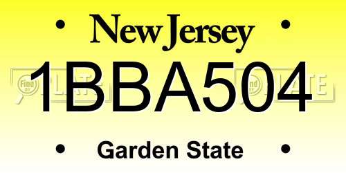 1BBA504 New Jersey License Plate