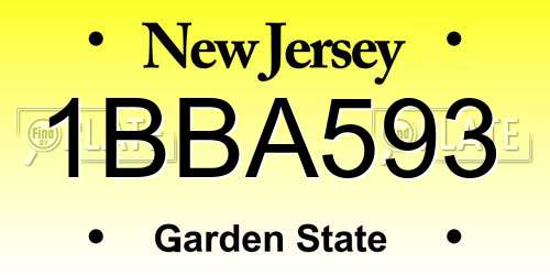 1BBA593 New Jersey License Plate