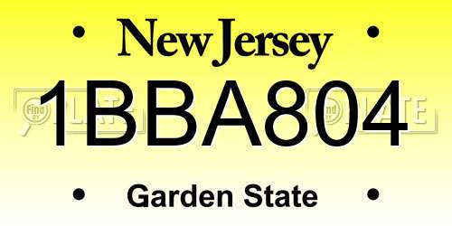 1BBA804 New Jersey License Plate