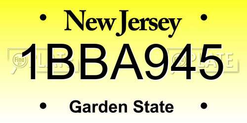 1BBA945 New Jersey License Plate