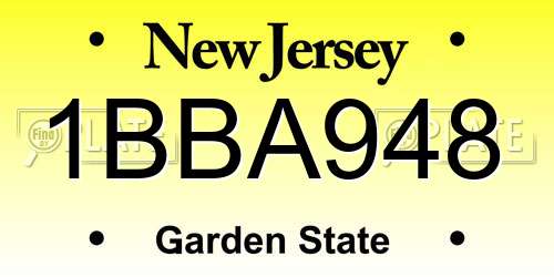 1BBA948 New Jersey License Plate