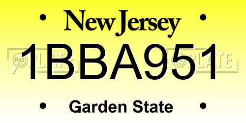 1BBA951 New Jersey License Plate