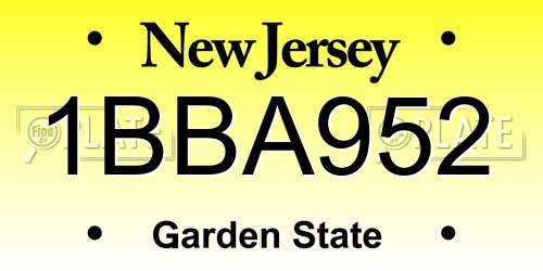 1BBA952 New Jersey License Plate