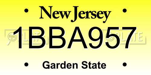 1BBA957 New Jersey License Plate