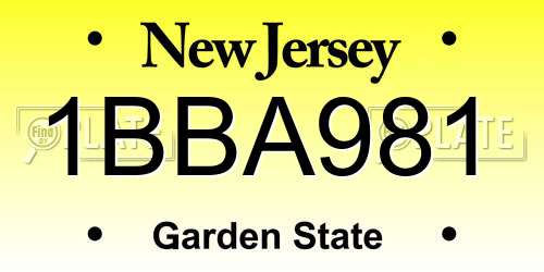 1BBA981 New Jersey License Plate