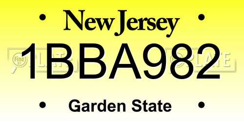 1BBA982 New Jersey License Plate