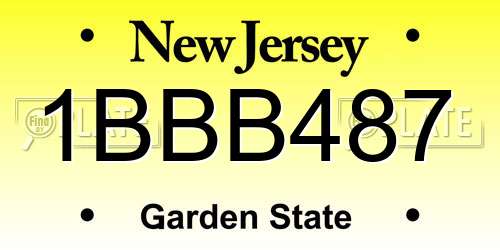 1BBB487 New Jersey License Plate
