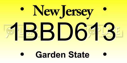 1BBD613 New Jersey License Plate