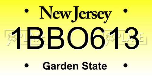 1BBO613 New Jersey License Plate