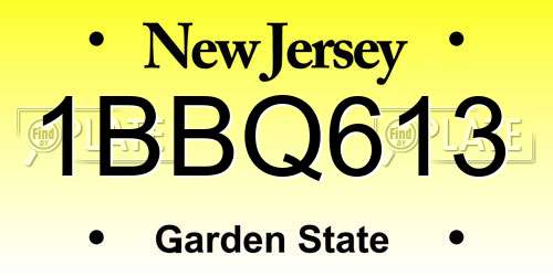 1BBQ613 New Jersey License Plate