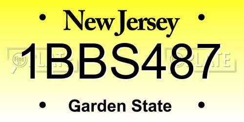 1BBS487 New Jersey License Plate