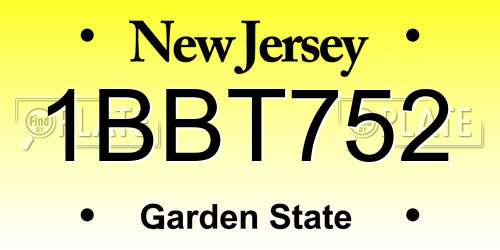 1BBT752 New Jersey License Plate